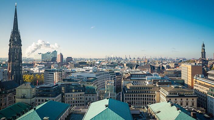 Panoramaaufnahme der Hansestadt Hamburg